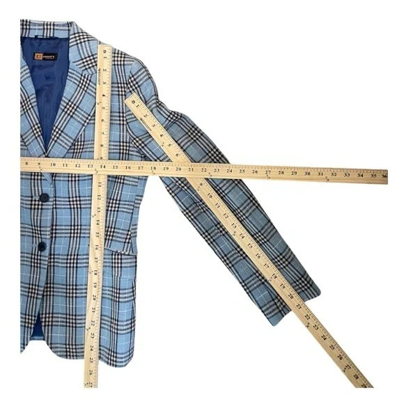 Giorgio’s of Palm Beach Blazer/Jacket, Blue Plaid, Italian women 42R